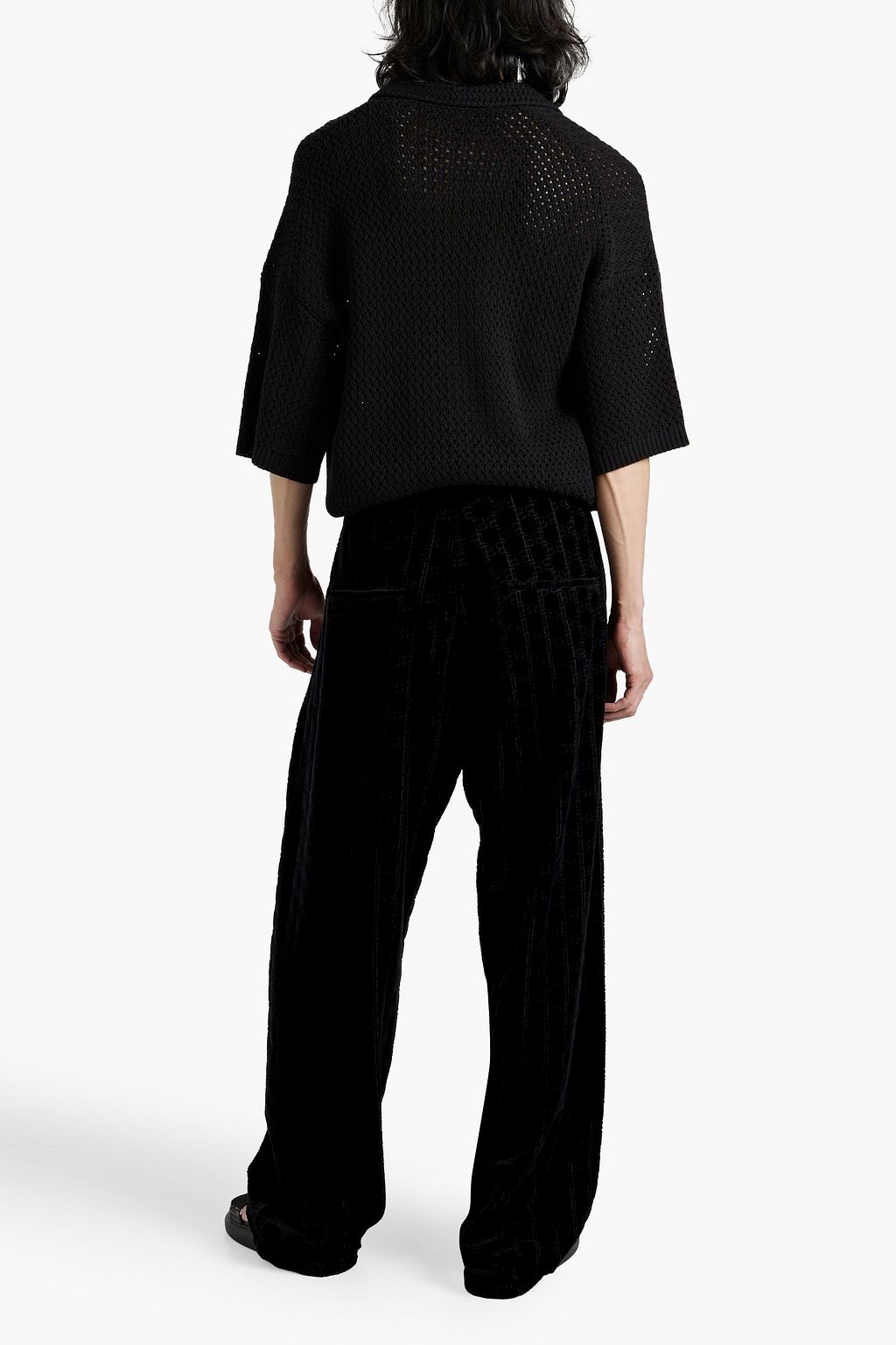 BALMAIN Logo-print cotton-blend velvet-jacquard sweatpants