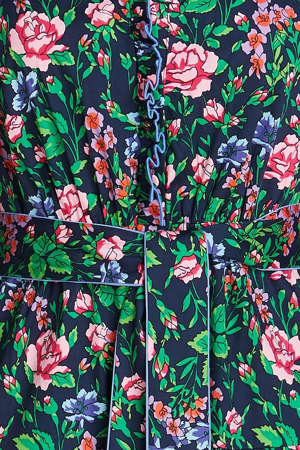 DIANE VON FURSTENBERG فستان متوسط الطول من قطن بوبلين مطاط مزين بطبعة الأزهار