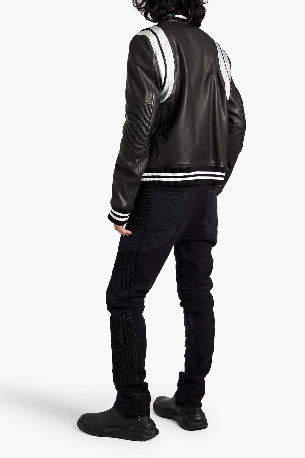BALMAIN Quilted mesh and cotton-fleece drawstring sweatpants
