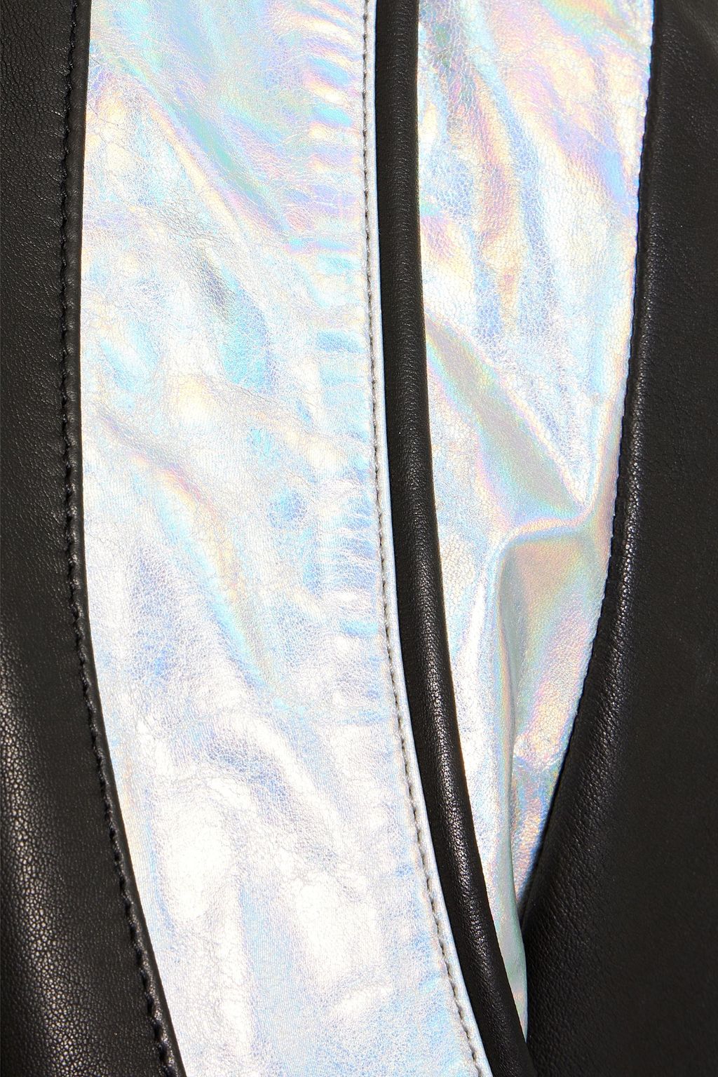 BALMAIN Iridescent ribbed leather bomber jacket