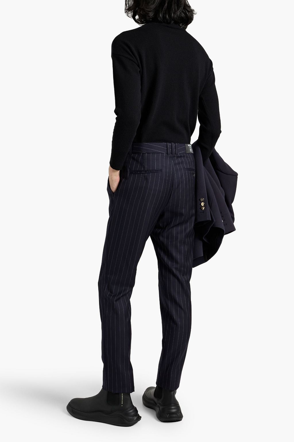 BALMAIN Slim-fit pinstriped wool-twill suit pants