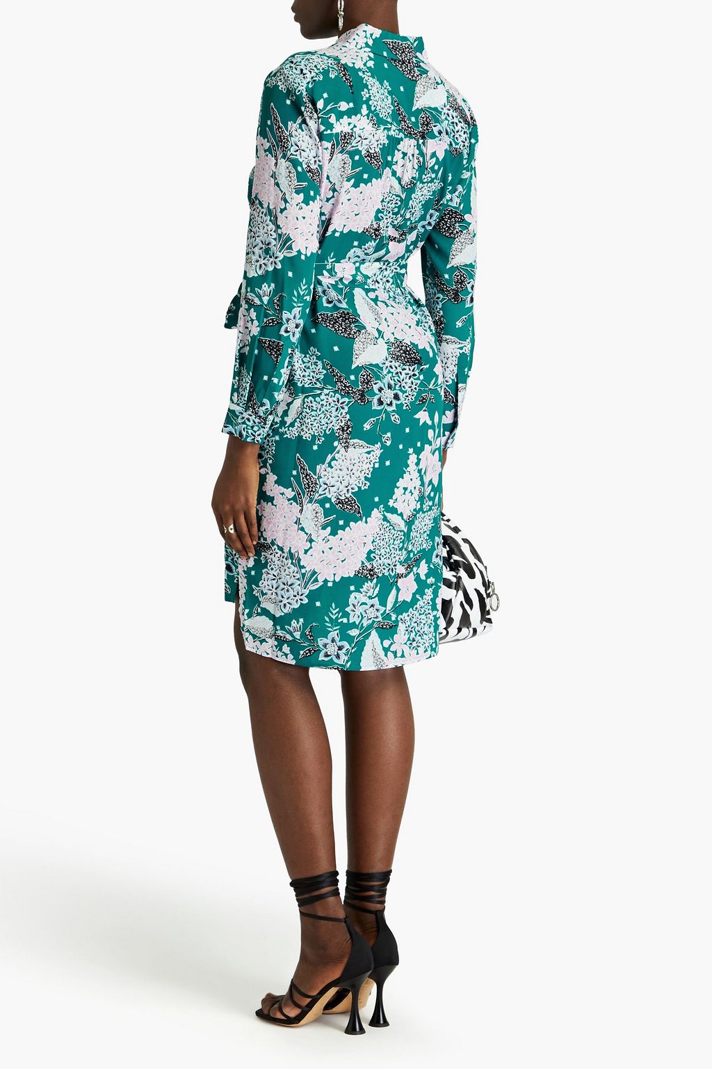 DIANE VON FURSTENBERG クレープデシン シャツワンピース フローラルプリント