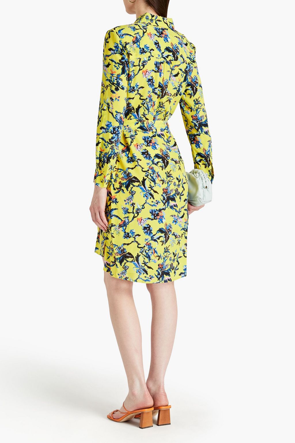 DIANE VON FURSTENBERG クレープデシン シャツワンピース フローラルプリント