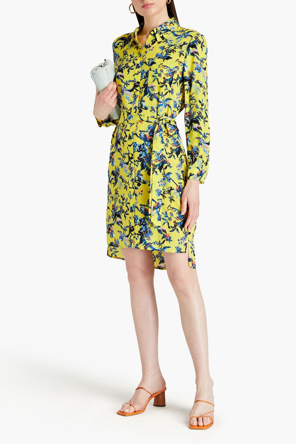DIANE VON FURSTENBERG クレープデシン シャツワンピース フローラルプリント