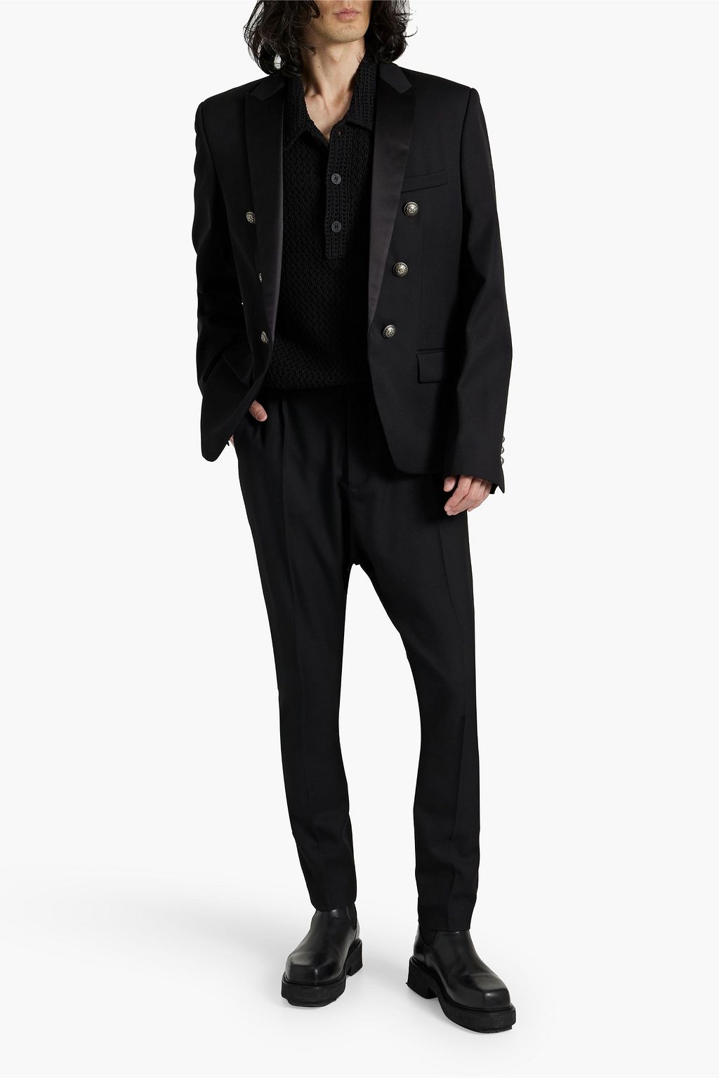 BALMAIN Slim-fit wool-twill suit pants