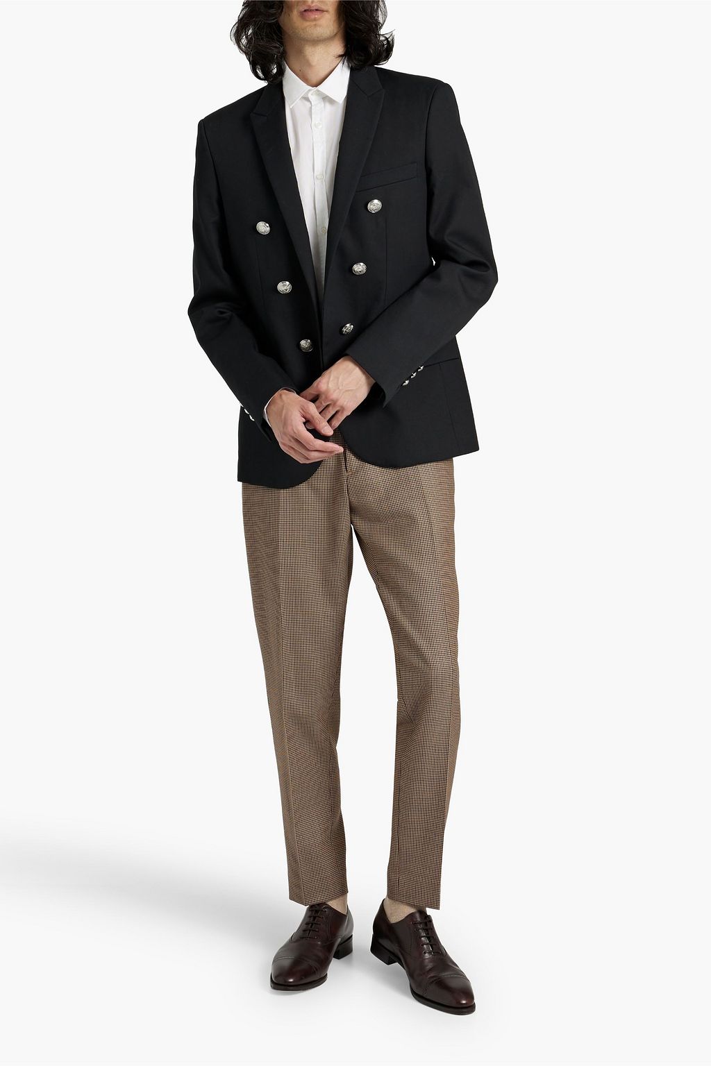 BALMAIN Blazer aus Baumwoll-Crêpe mit Zierknöpfen