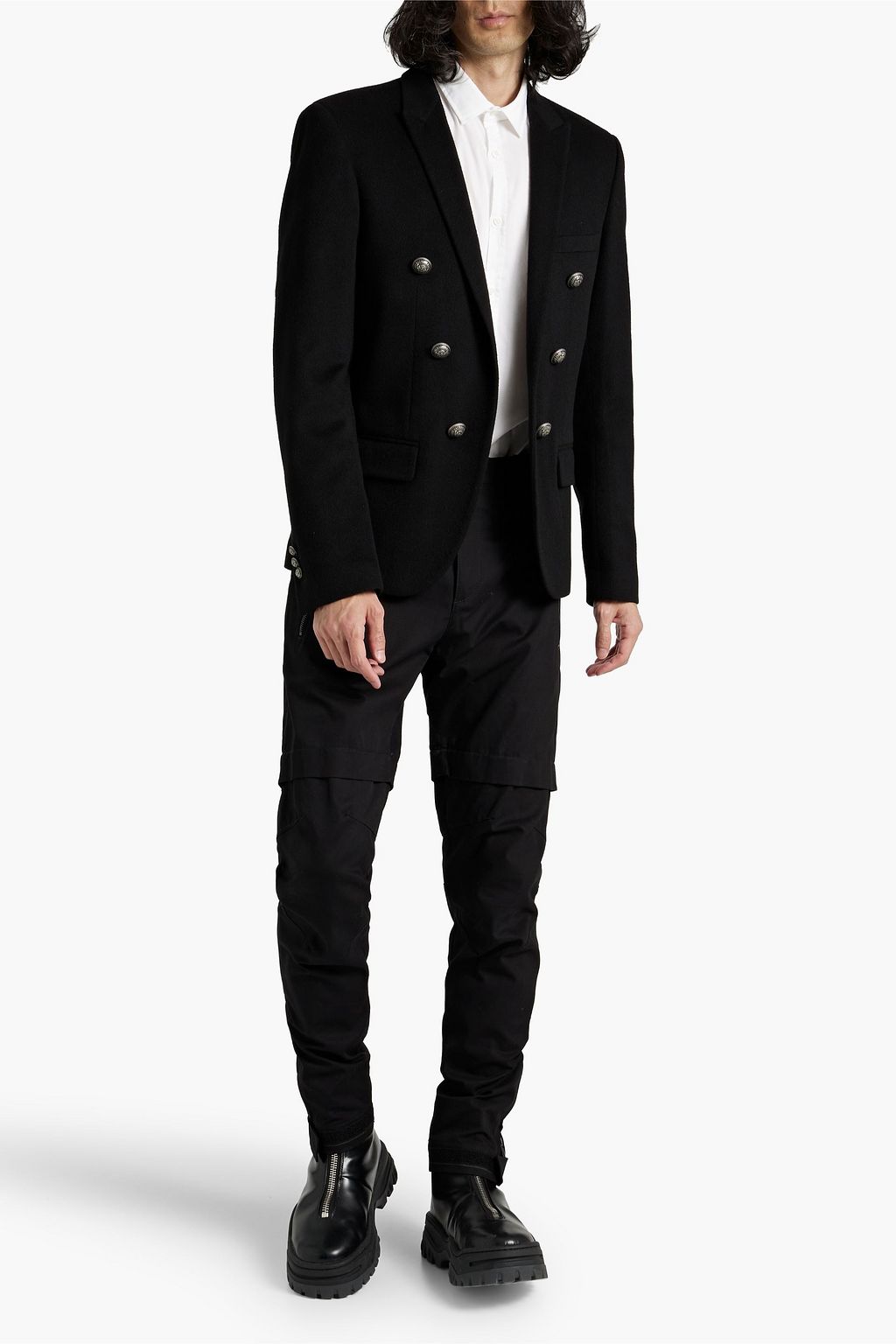 BALMAIN Double-breasted cashmere-felt blazer