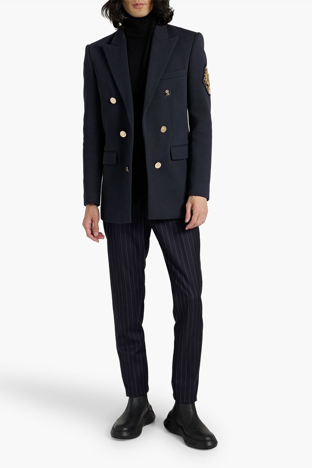 BALMAIN Button-embellished cotton-twill blazer