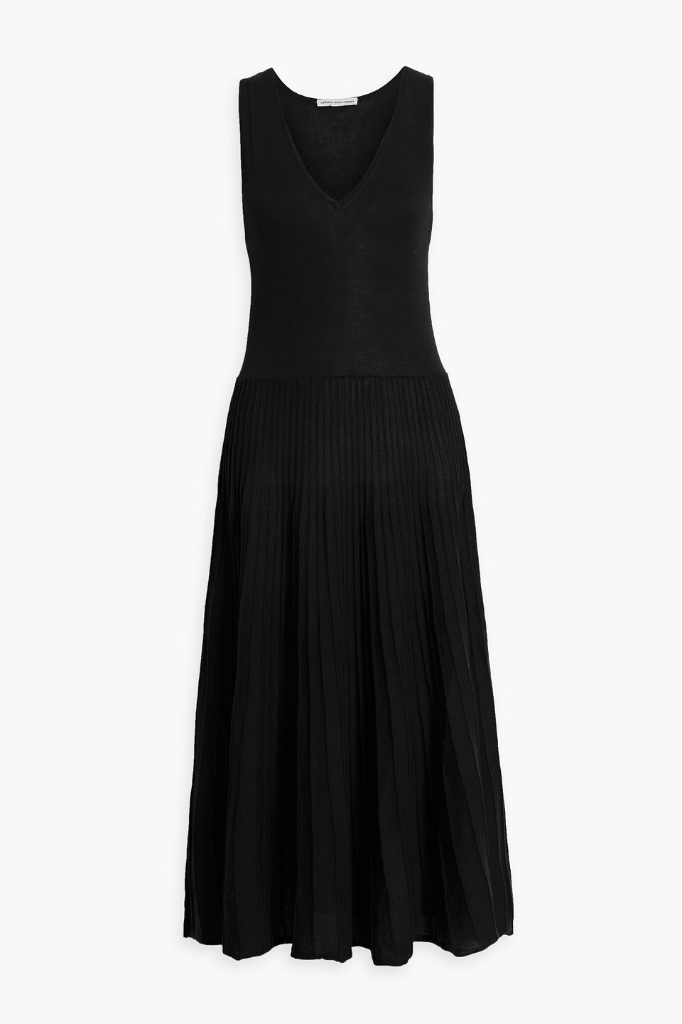 Autumn Cashmere Pleated Paneled Cotton Midi Dress In Black