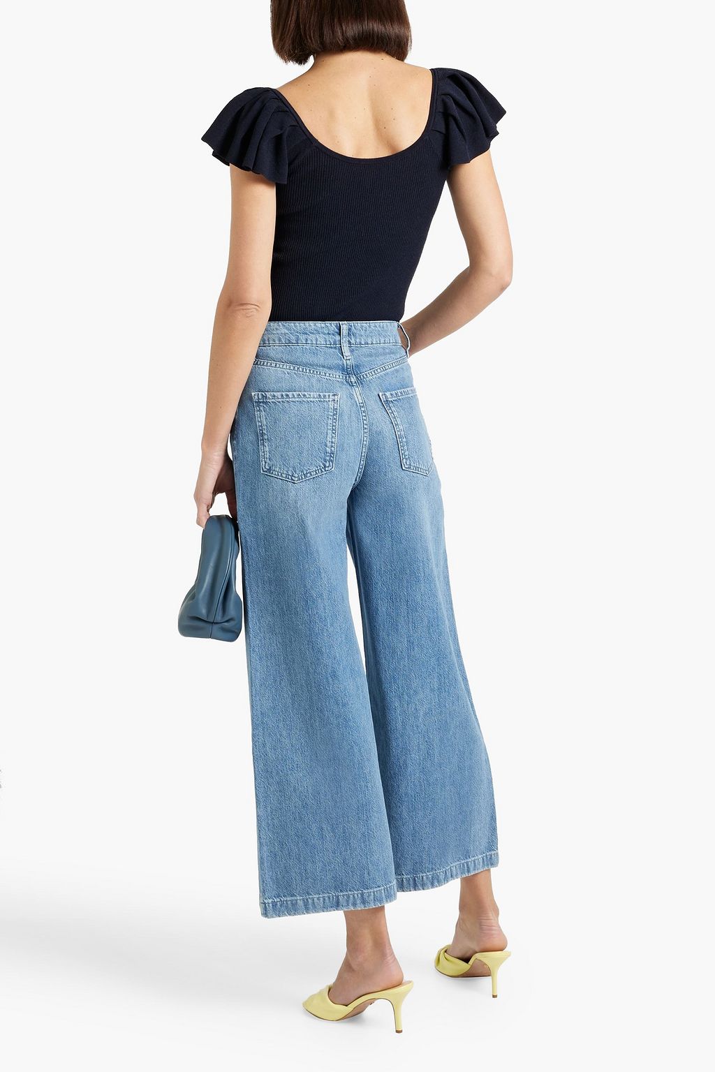 AUTUMN CASHMERE Ruffled ribbed-knit top