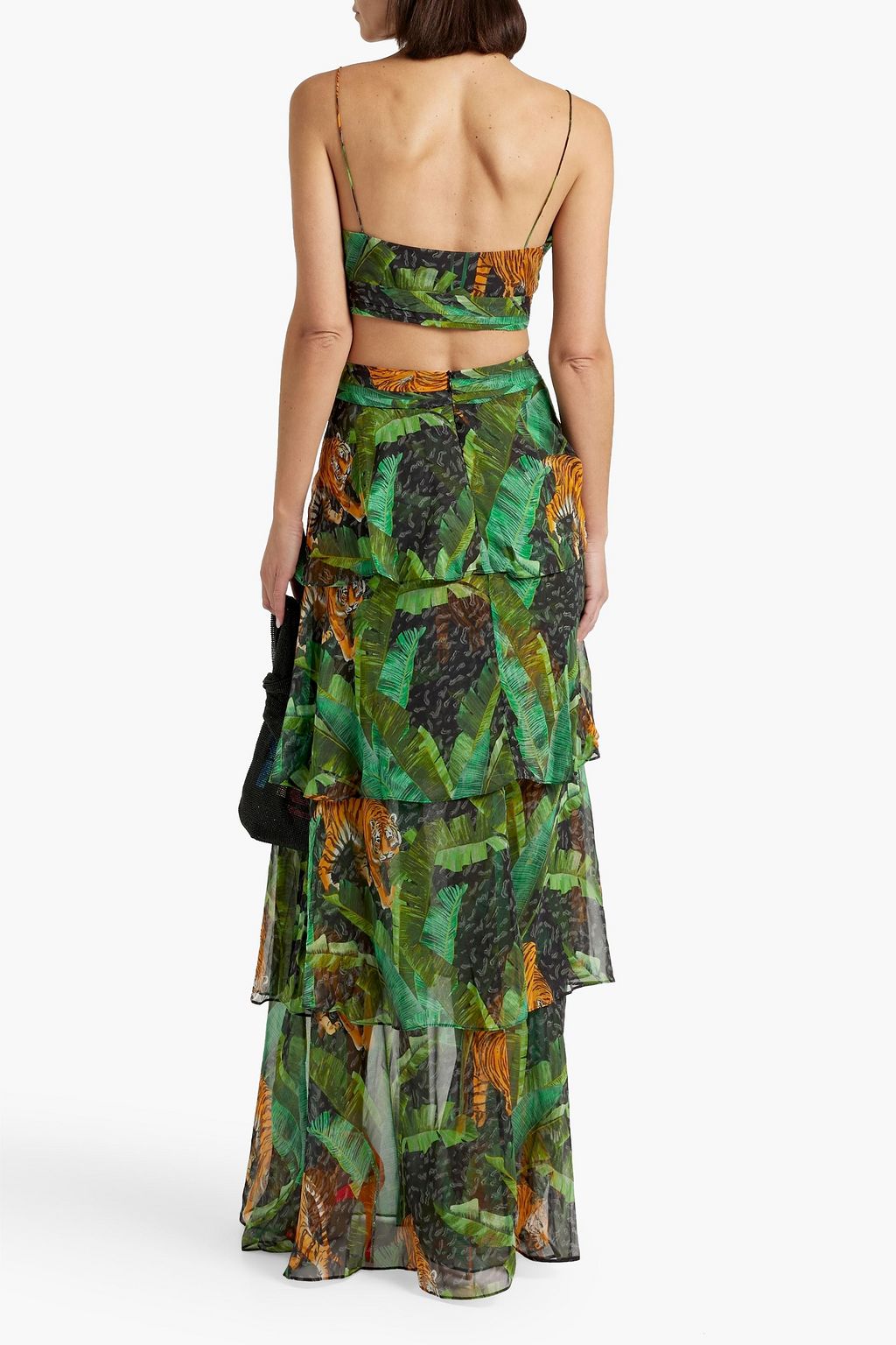 RETROFÊTE Paulina tiered cutout silk-chiffon maxi dress