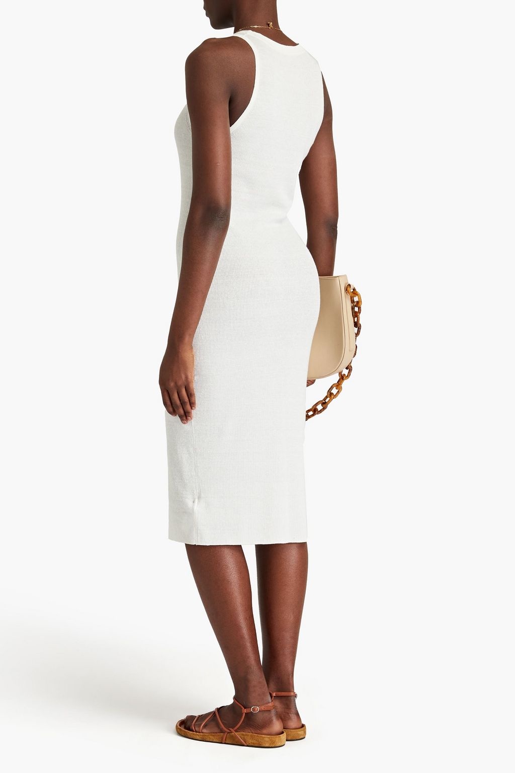 JAMES PERSE Ribbed linen-blend jersey midi dress