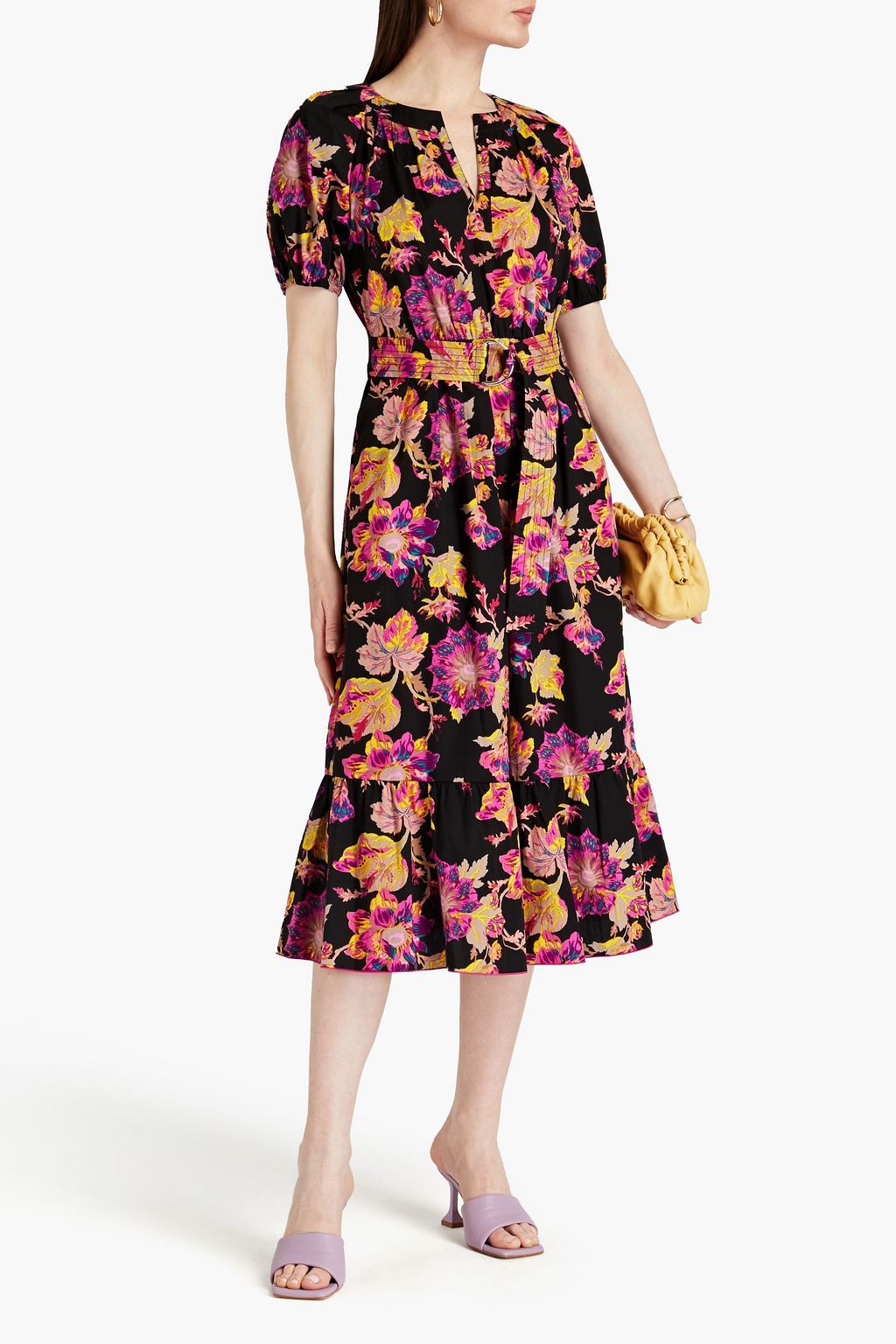 DIANE VON FURSTENBERG Lindy pleated floral-print midi dress | THE OUTNET