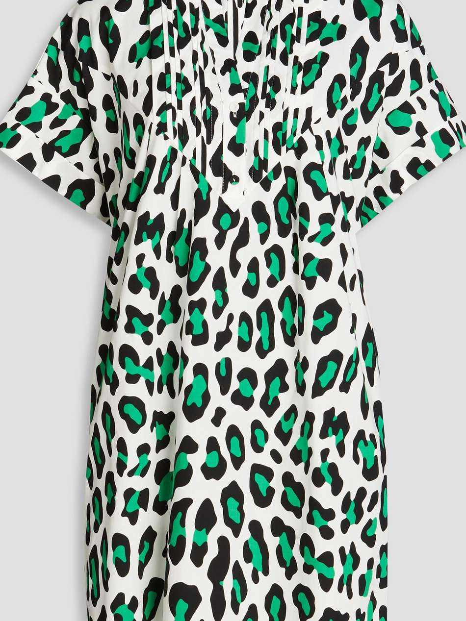 fiona leopard-print cotton-blend poplin mini dress