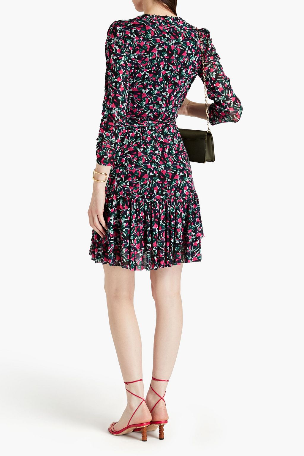 DIANE VON FURSTENBERG Paloma bedrucktes Mini-Wickelkleid aus Stretch-Mesh mit Rüschen