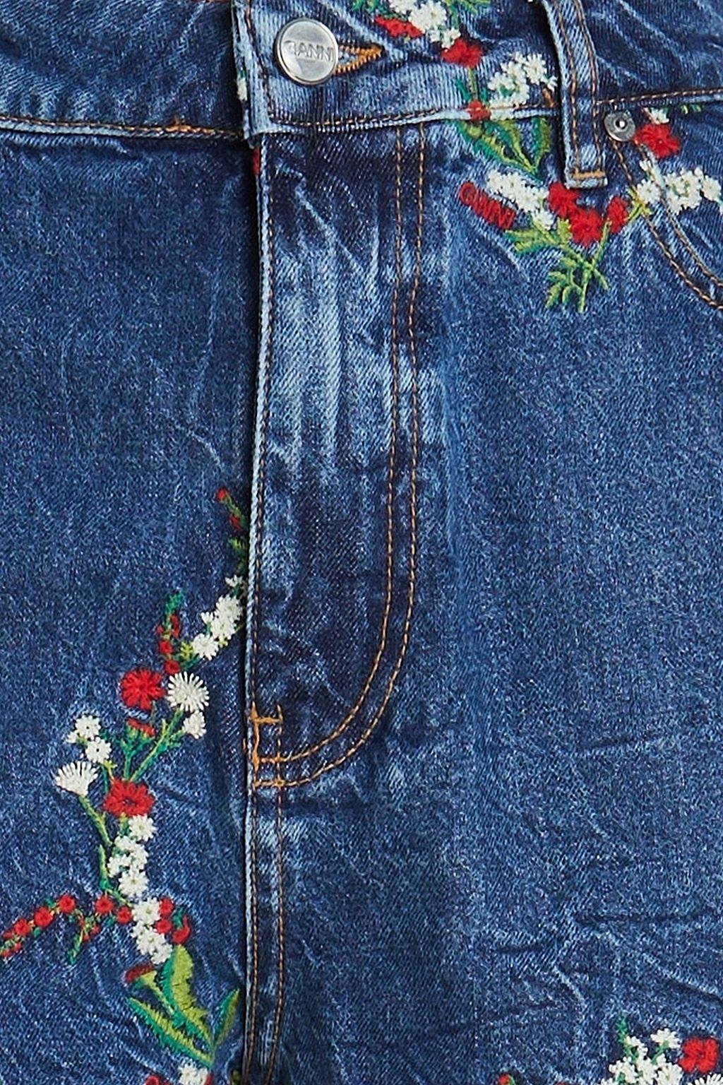 GANNI デニム ショートパンツ 刺繍