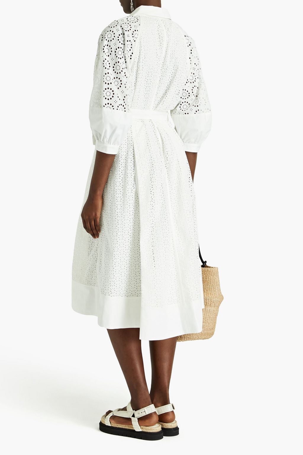 3.1 PHILLIP LIM فستان من القطن بتطريز إنجليزي مزوّد بحزام