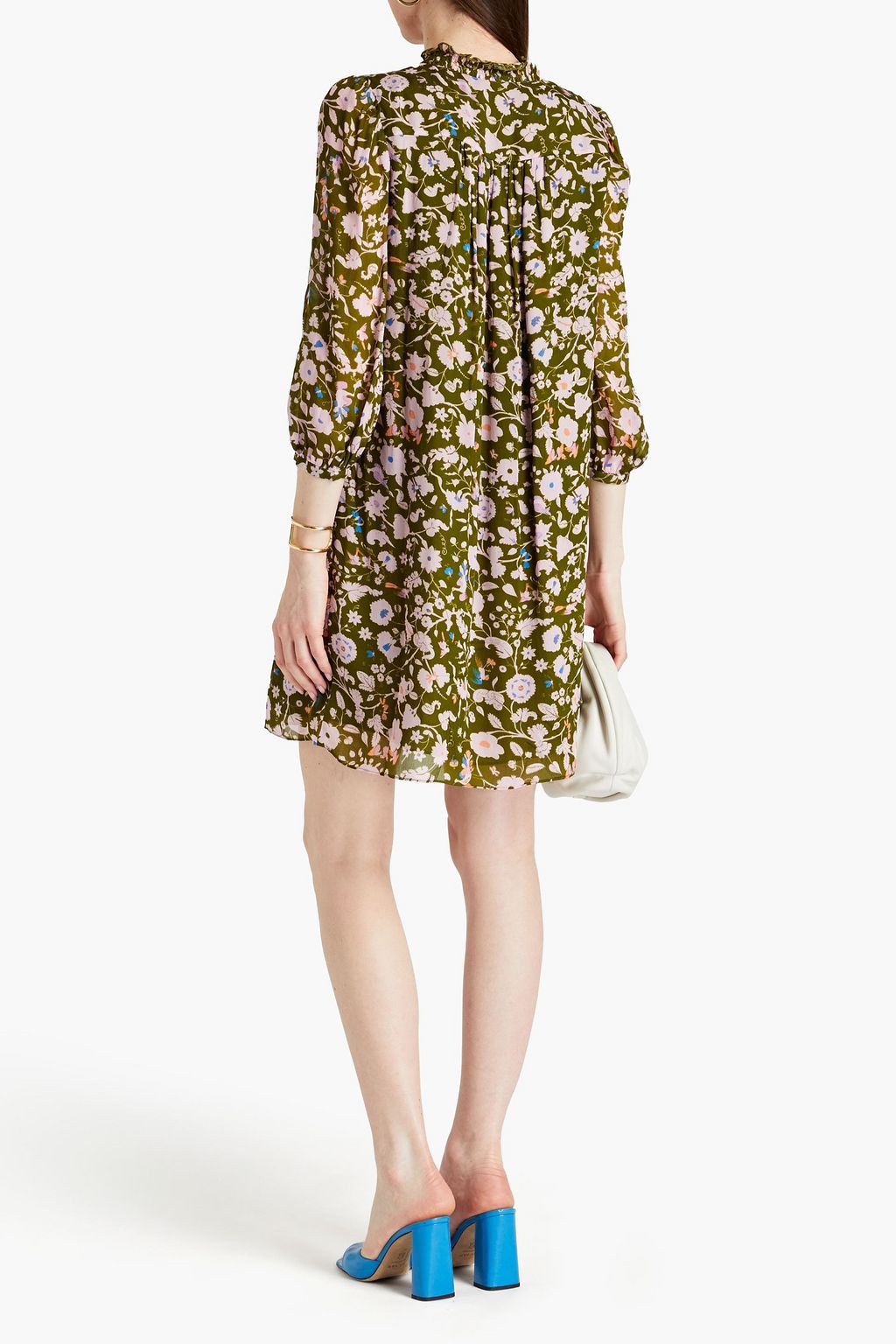 DIANE VON FURSTENBERG Layla Minikleid aus Chiffon mit floralem Print und Biesen