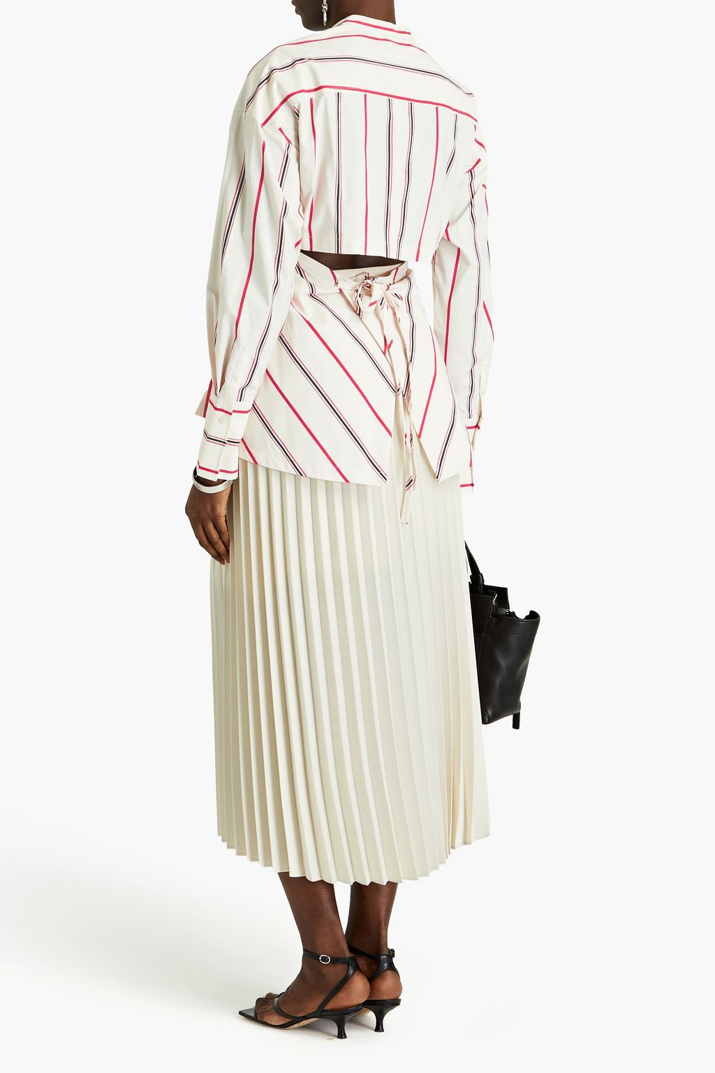 3.1 PHILLIP LIM Gestreiftes Hemd aus Taft mit Cut-outs und Raffungen