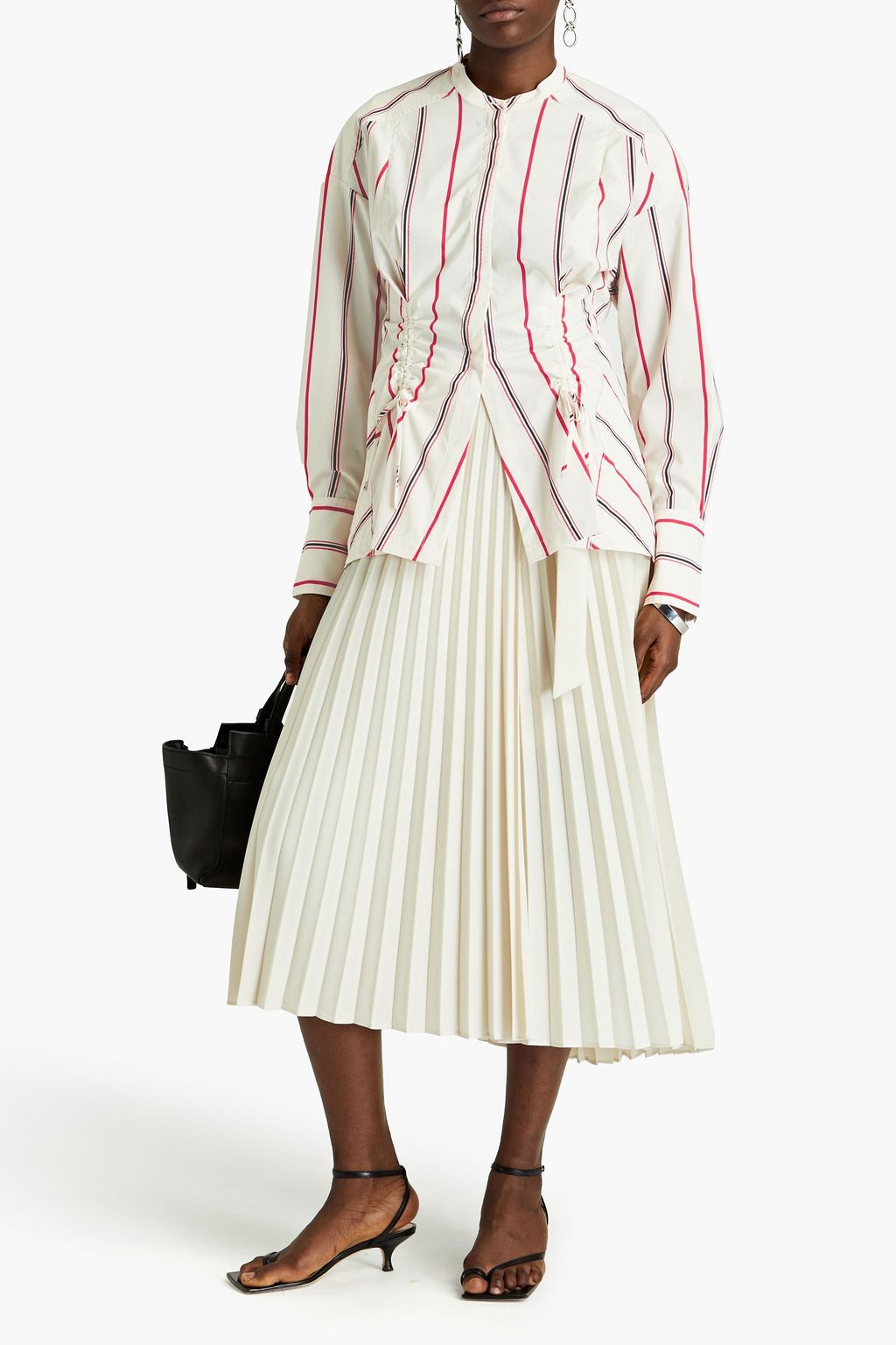 3.1 PHILLIP LIM Gestreiftes Hemd aus Taft mit Cut-outs und Raffungen