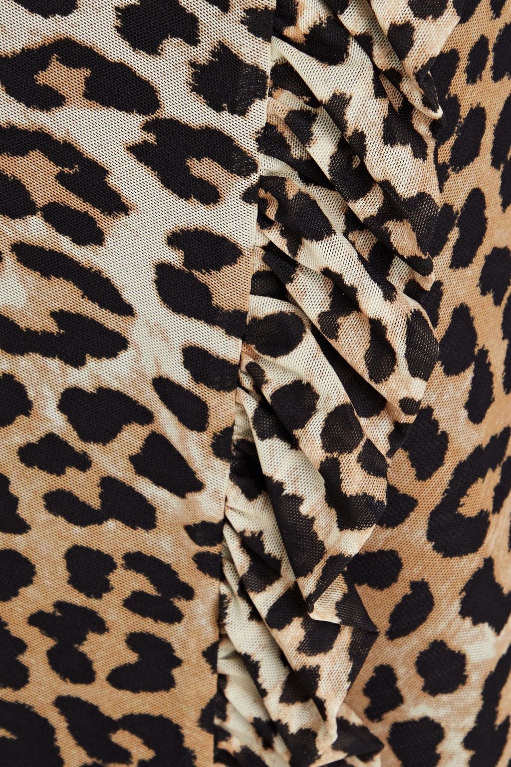 GANNI Ruffled leopard-print stretch-mesh midi wrap skirt