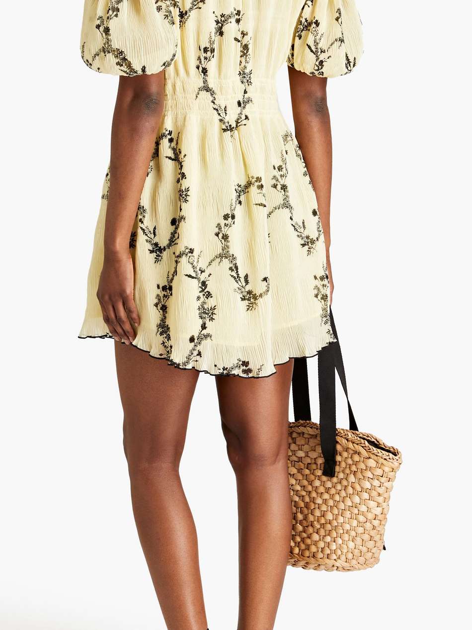 floral-print plissé-georgette mini dress