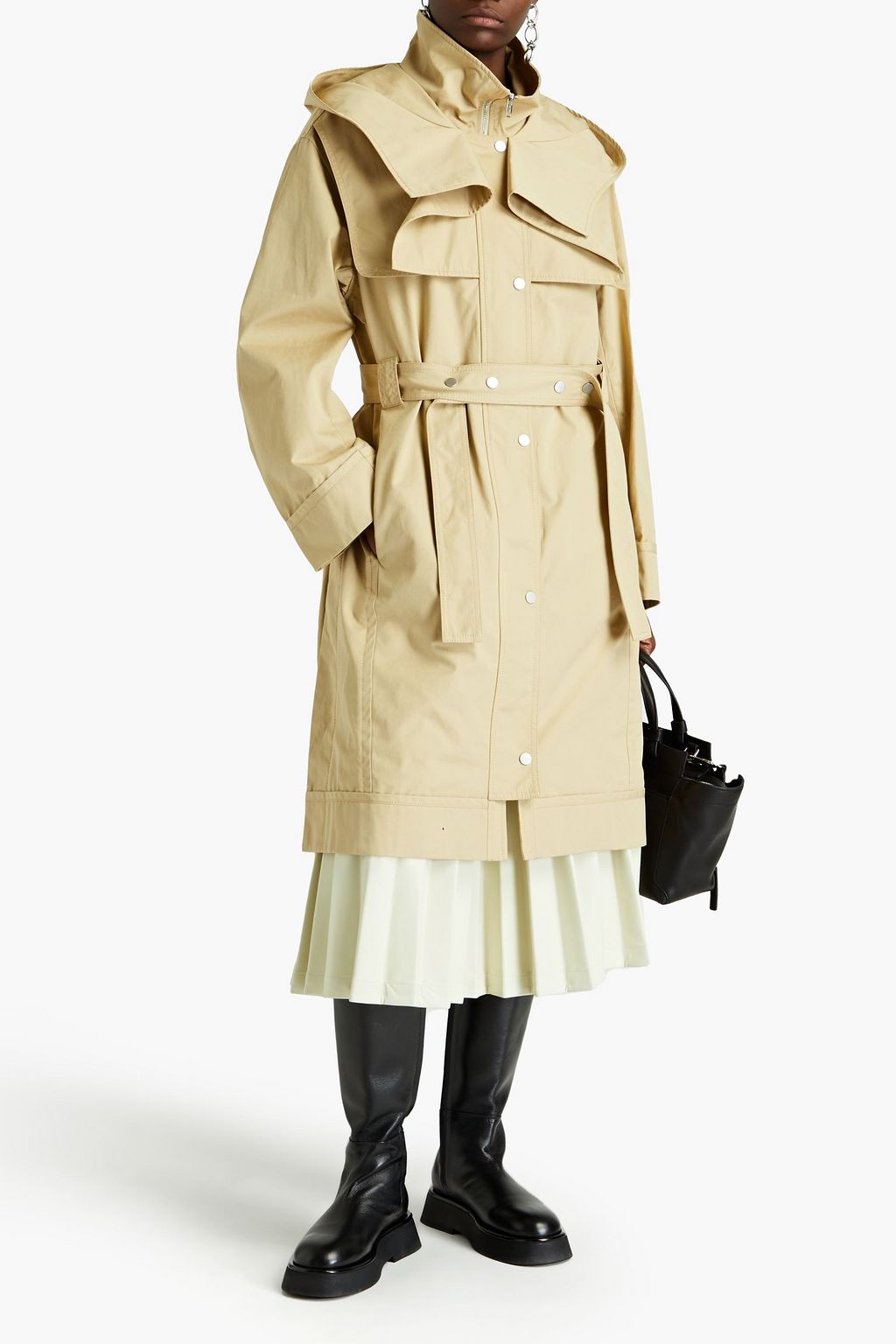 3.1 PHILLIP LIM 코튼 후드 트렌치 코트