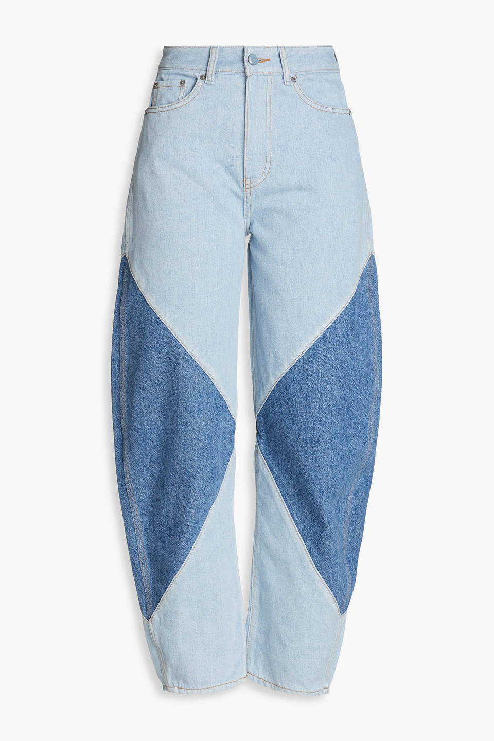 Two-tone high-rise tapered jeans