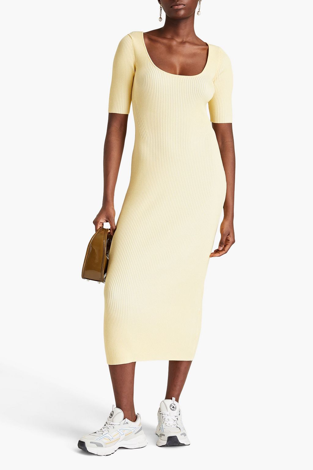 GANNI Midikleid aus Rippstrick