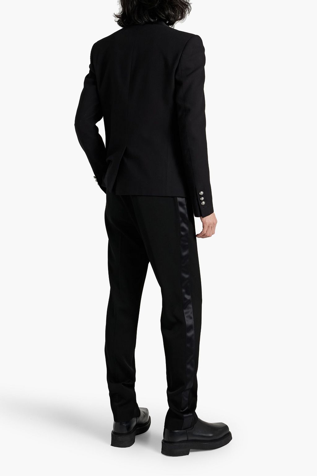 BALMAIN Satin-trimmed cotton-crepe blazer