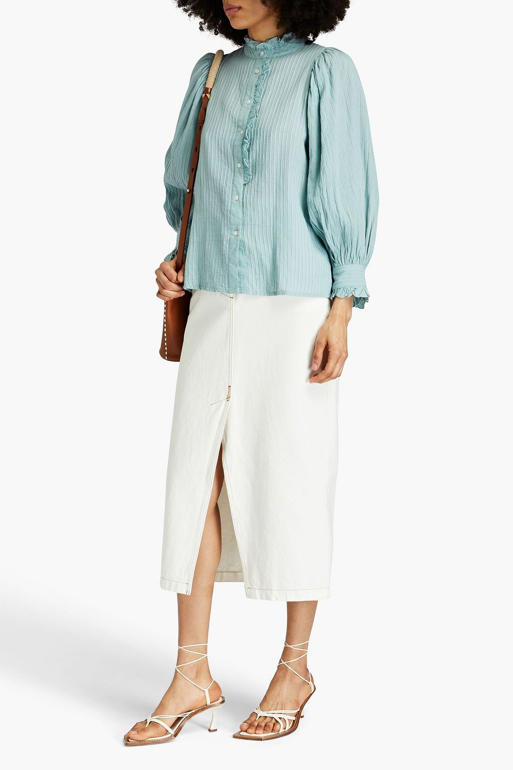 ANTIK BATIK Yves ruffled cotton-jacquard top