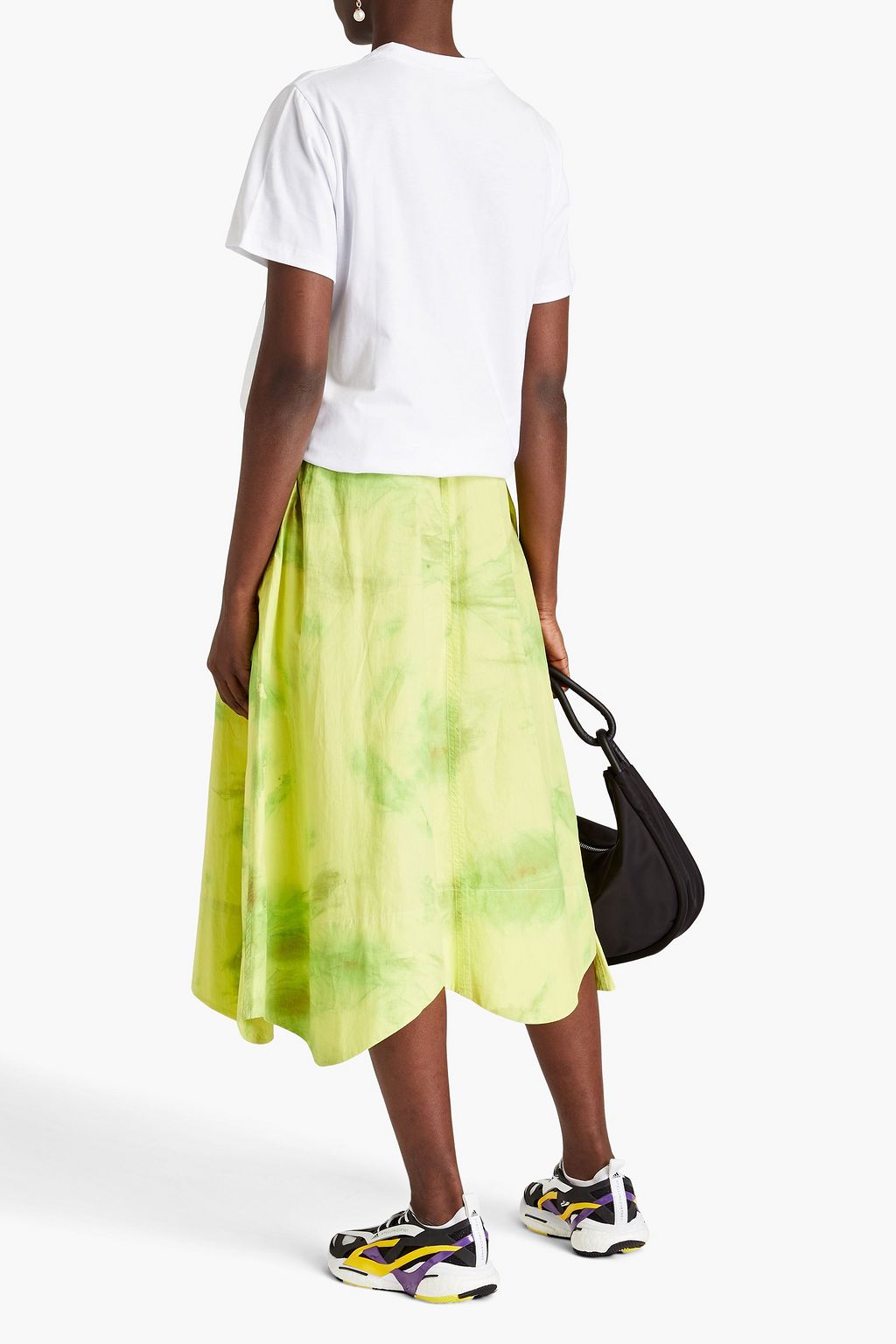GANNI Tie-dyed cotton-poplin midi skirt
