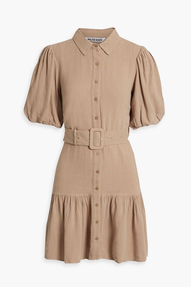 Tyanna belted gauze mini shirt dress