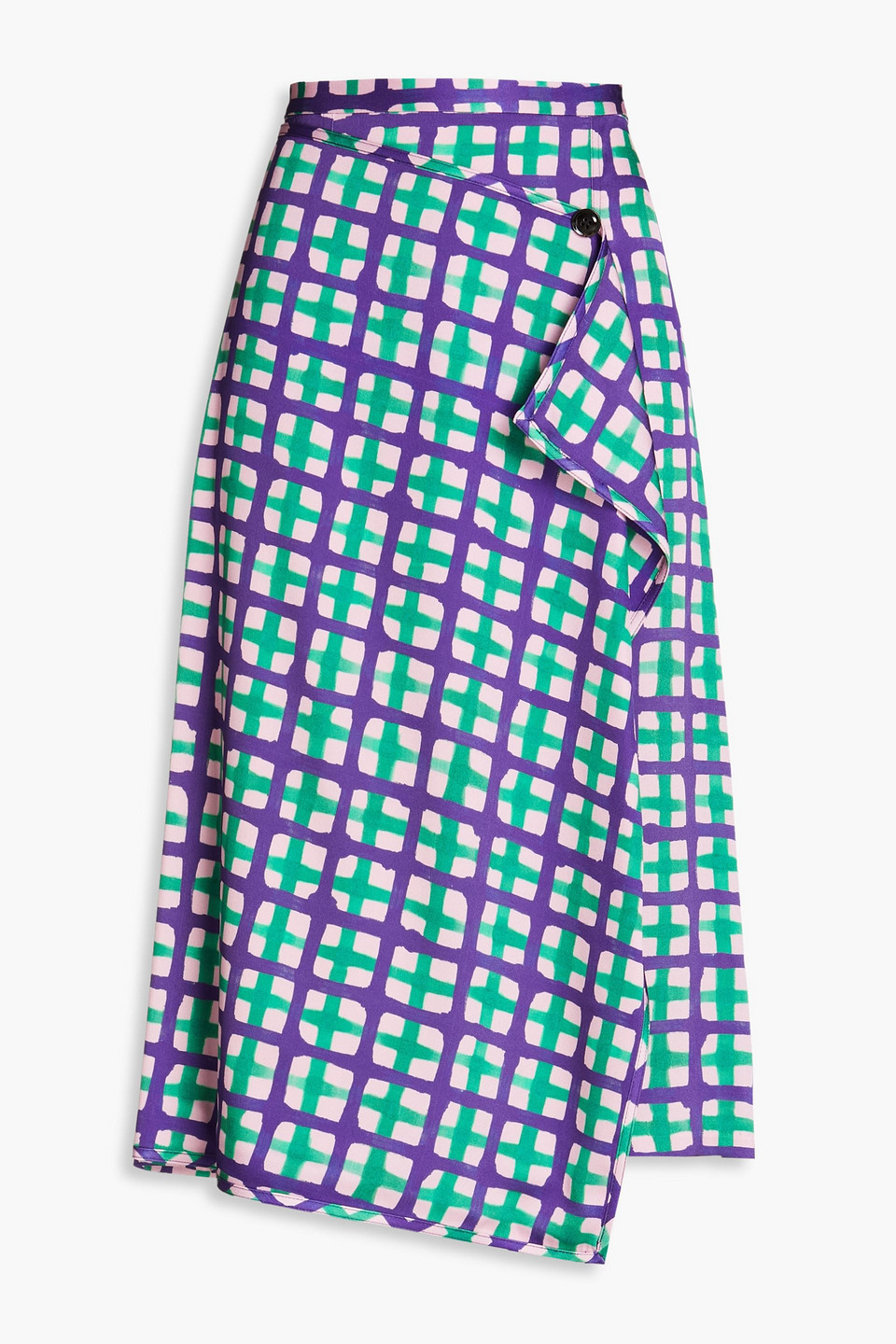 3.1 Phillip Lim - Wrap-effect checked crepe midi skirt - Purple - US 0