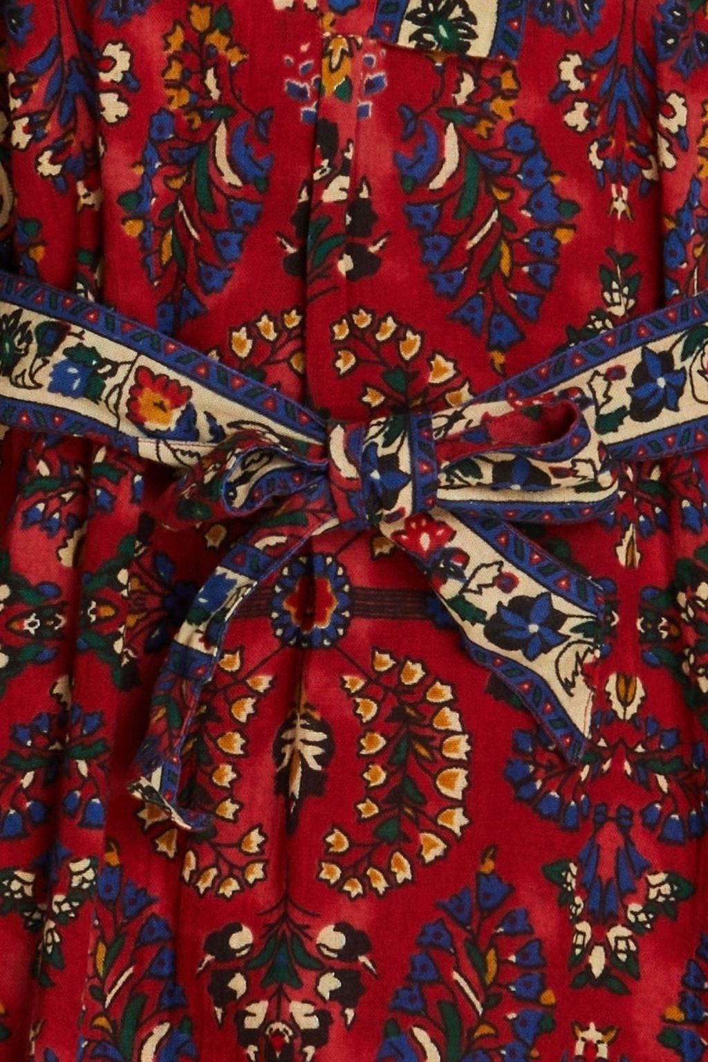 ANTIK BATIK Belted floral-print cotton-gauze mini shirt dress