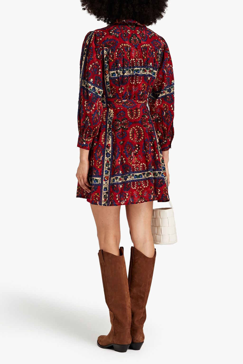 ANTIK BATIK Belted floral-print cotton-gauze mini shirt dress