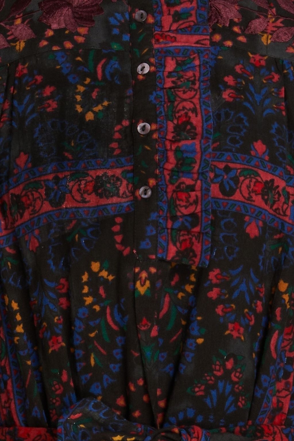 ANTIK BATIK فستان قصير على شكل قميص من القطن الرقيق مزين بطبعات على شكل زهور ومزود بحزام