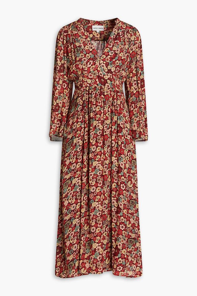 Colline floral-print crepe de chine midi dress