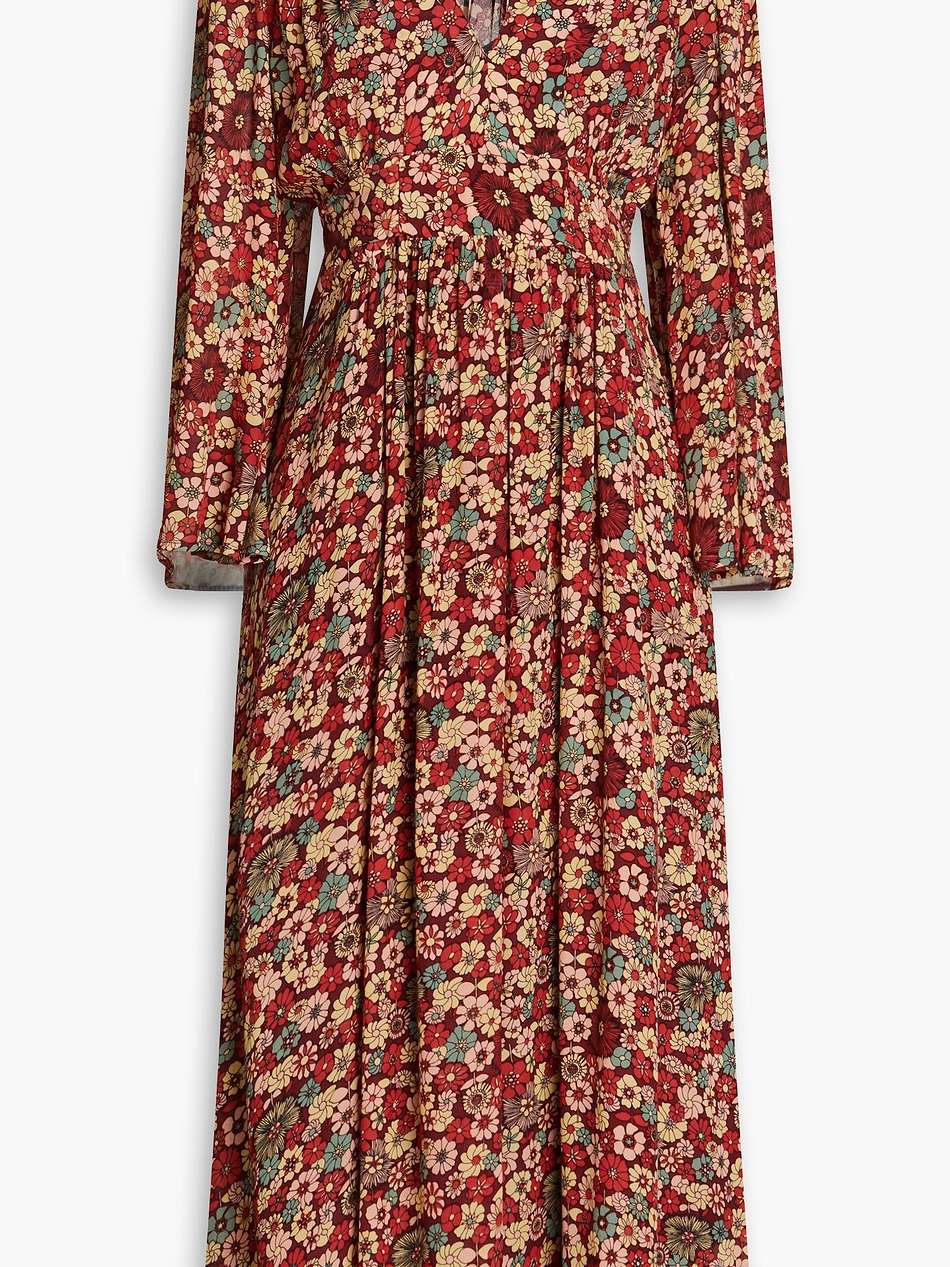 colline floral-print crepe de chine midi dress