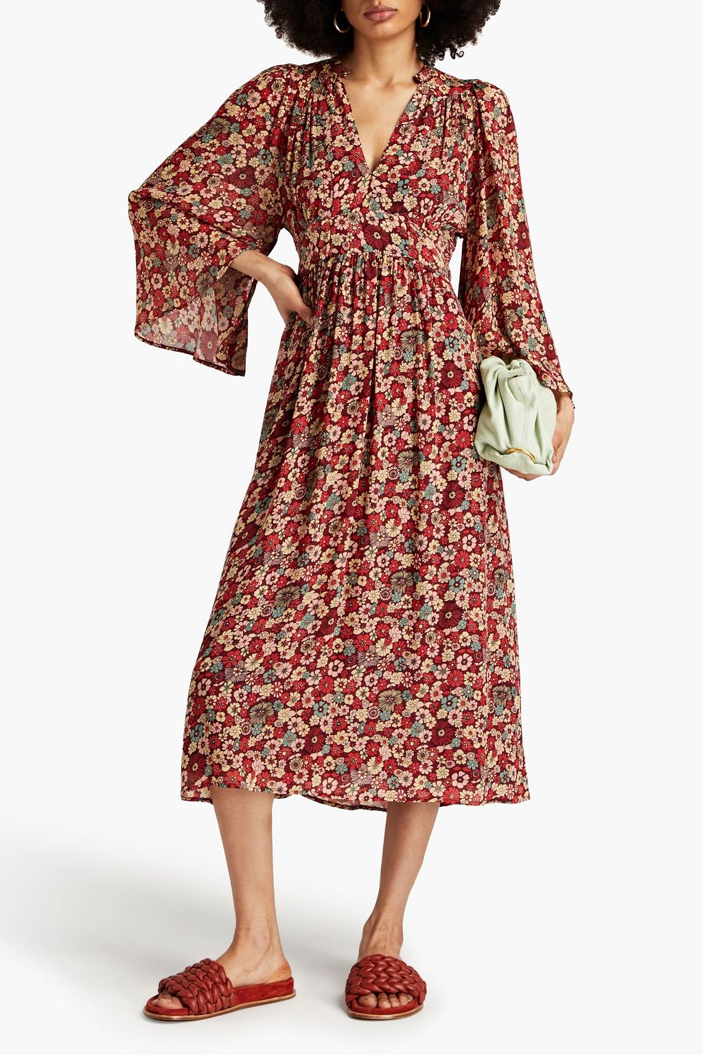 ANTIK BATIK Colline floral-print crepe de chine midi dress