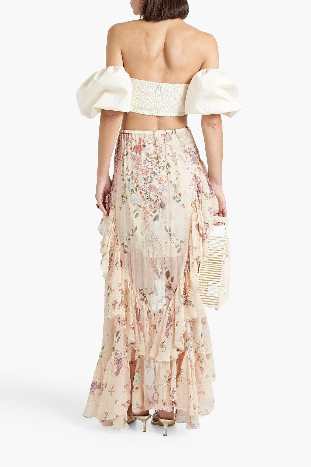 CAMILLA シルクジョーゼット マキシスカート ラッフル付き フローラルプリント
