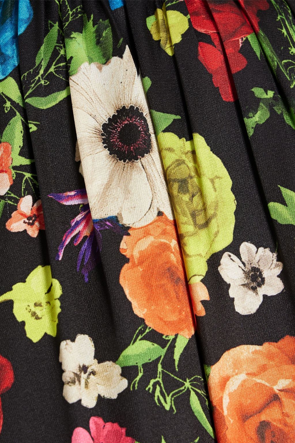 ALICE + OLIVIA Mertie pleated floral-print satin maxi dress