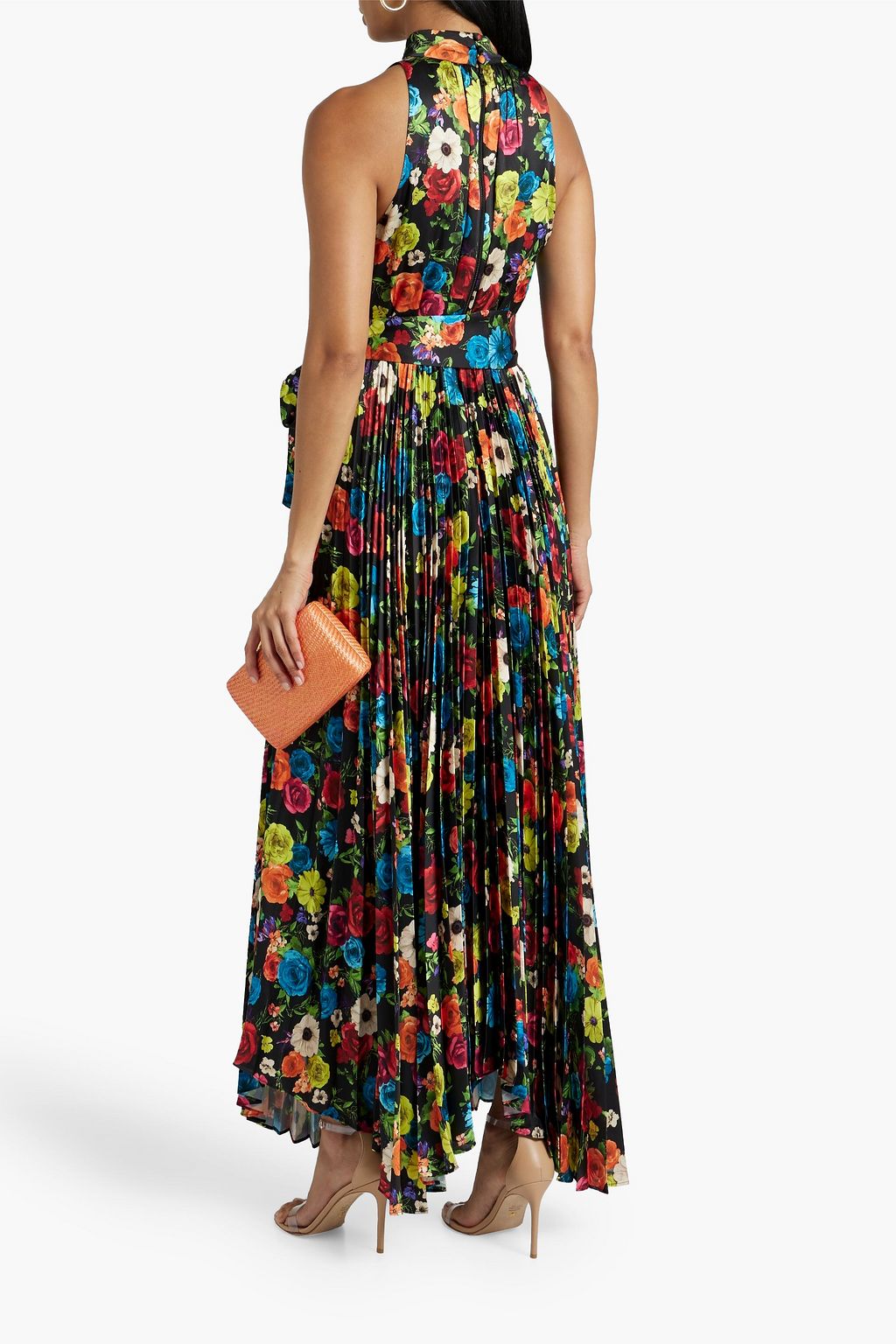 ALICE + OLIVIA Mertie pleated floral-print satin maxi dress