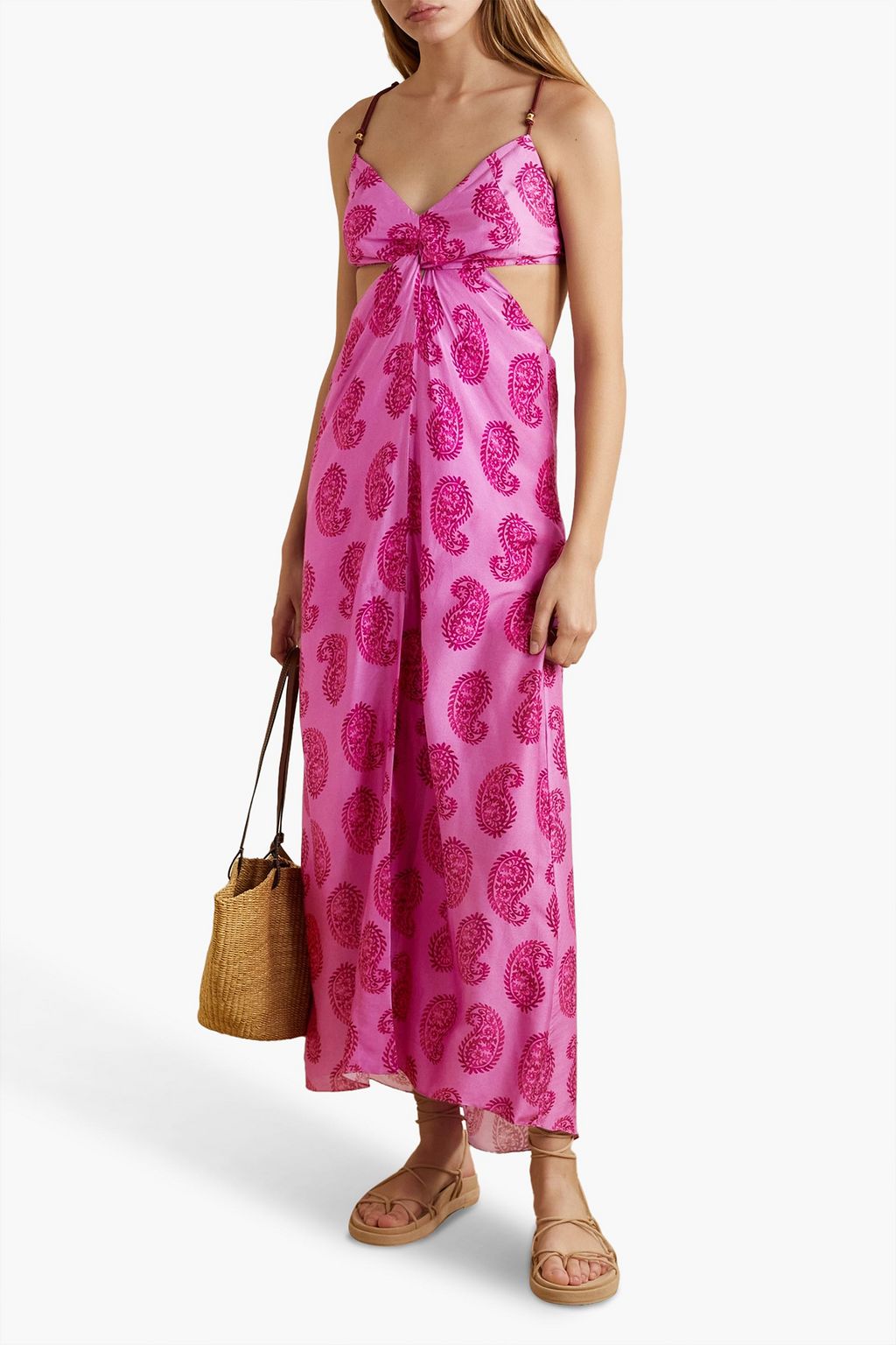 VIX PAULA HERMANNY Leela bedrucktes Kleid aus Webstoff mit Cut-outs