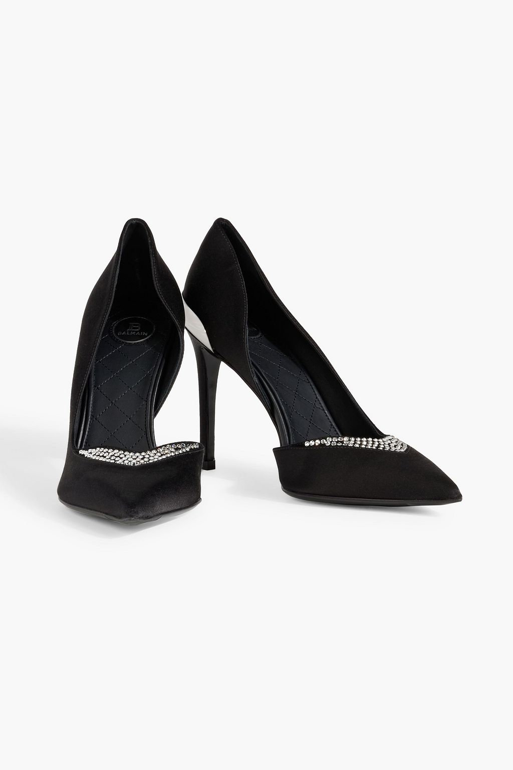 embellished satin pumps