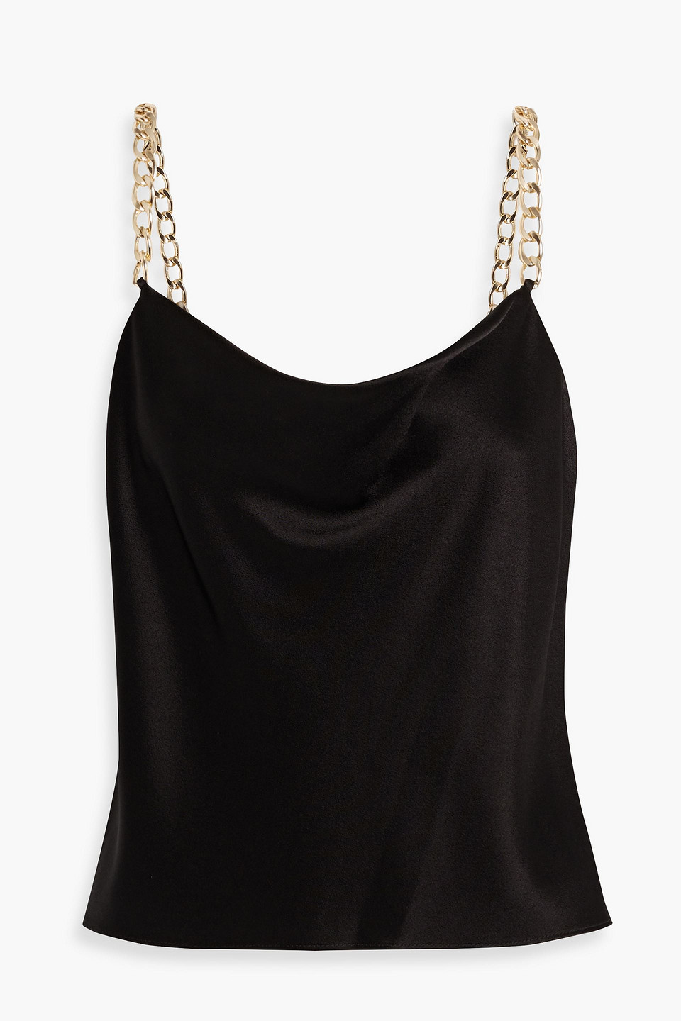 Alice And Olivia Harmon Chain-strap Drapey Slip Tank In Black