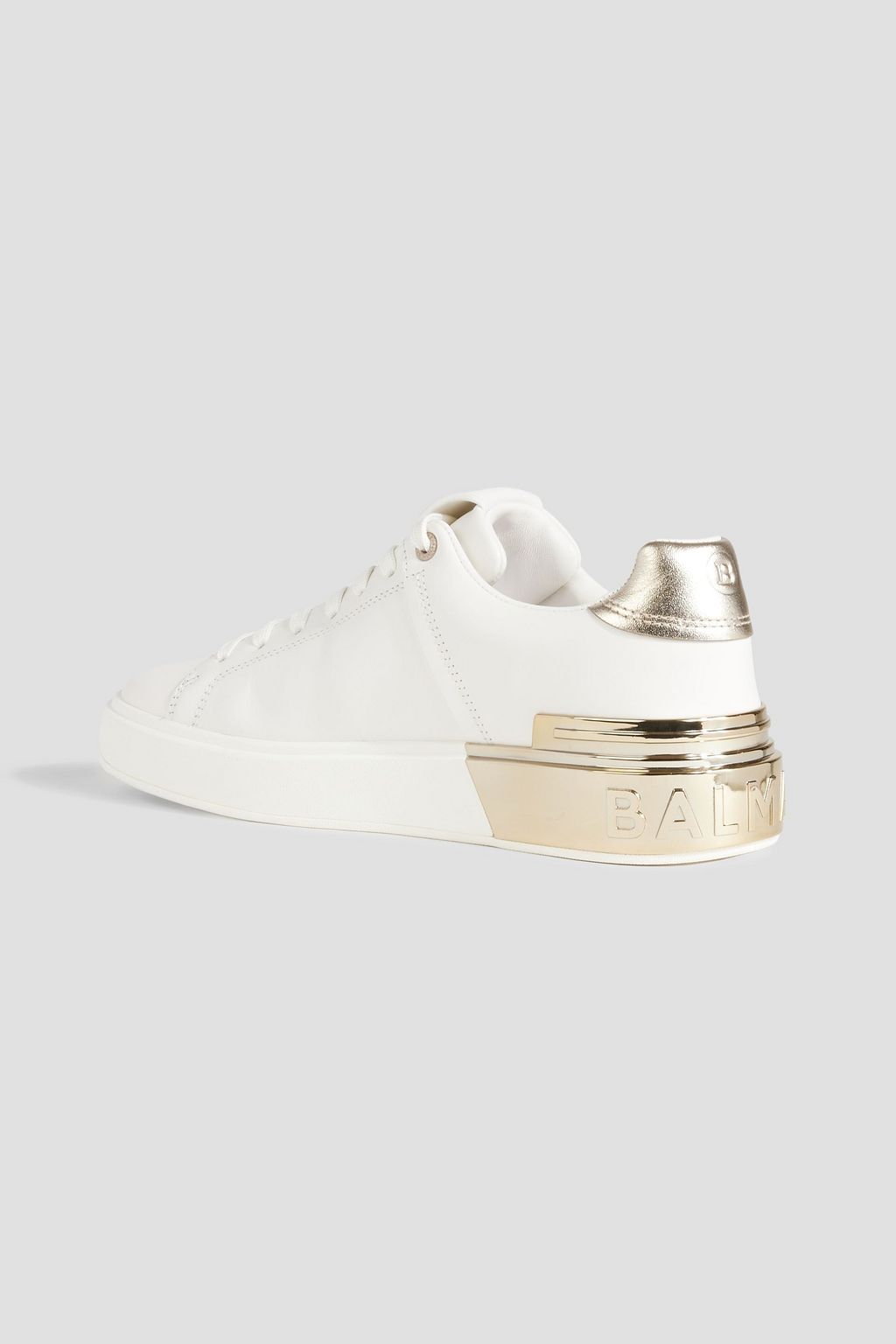BALMAIN B-Court metallic-trimmed leather sneakers