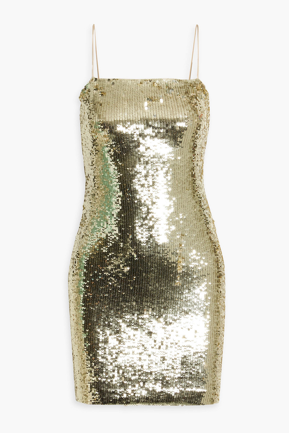 Shop Alice And Olivia Cutout Sequined Stretch-tulle Mini Dress In Gold