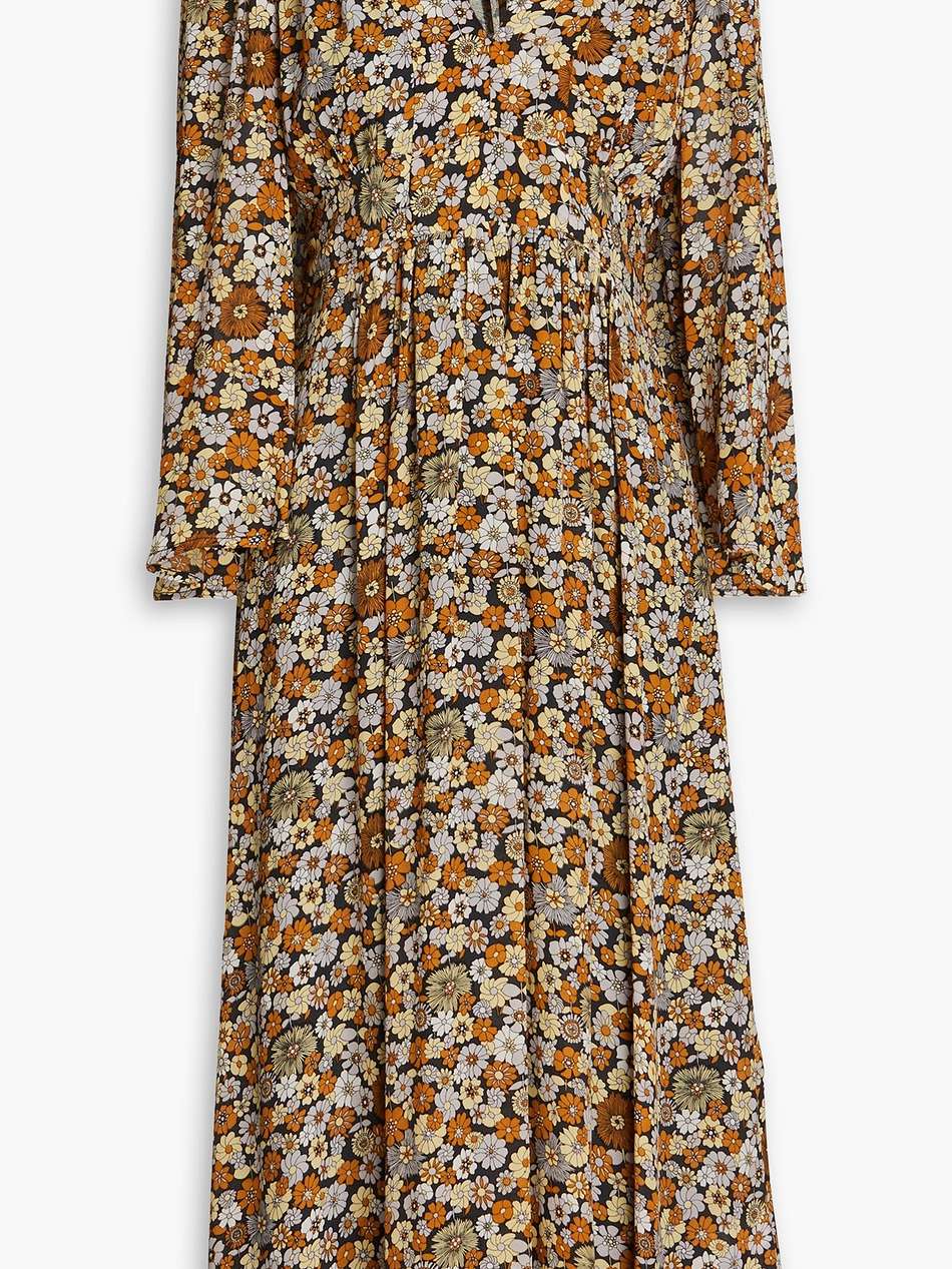 colline floral-print crepe de chine midi dress