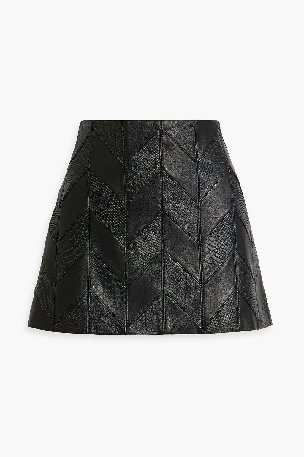 ALICE OLIVIA Riley patchwork smooth and snake effect leather mini skirt THE OUTNET